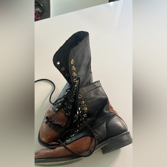 Vintage Black and Camel roper boots - Picture 4 of 5